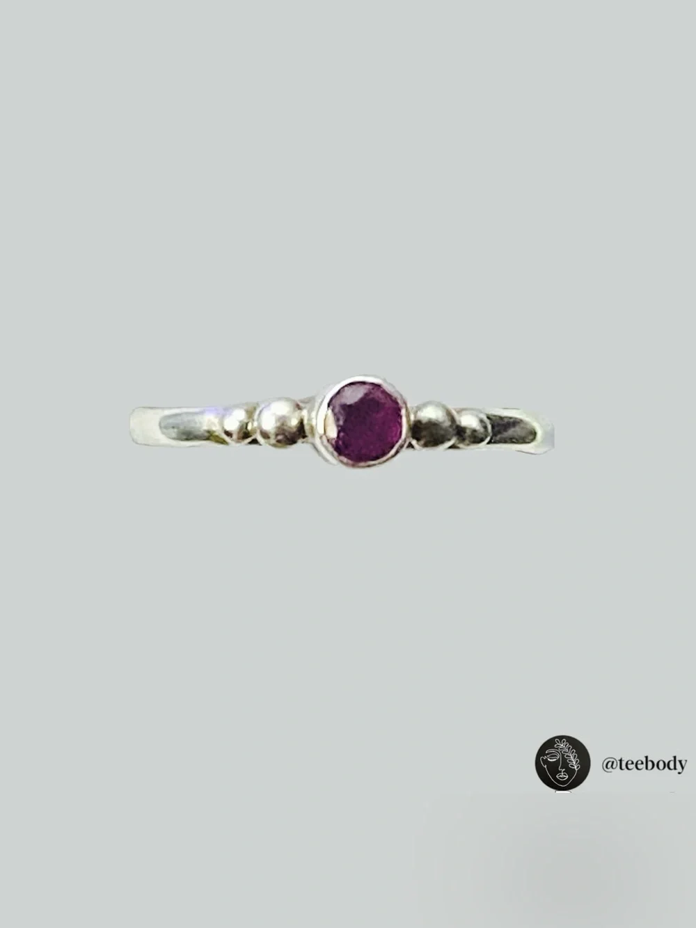 VTG NWT 925 Sterling Silver Amethyst Bezel Ring Dainty